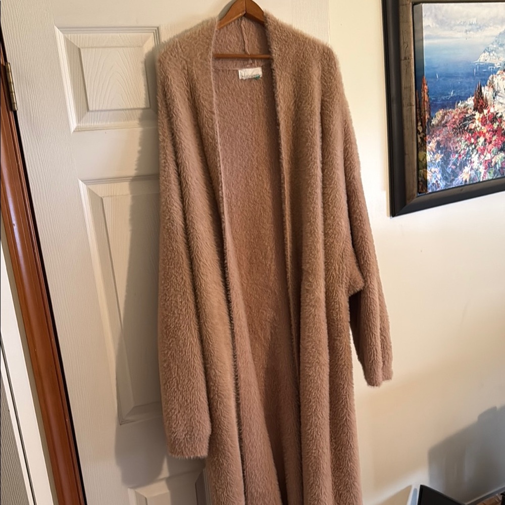 Anthropologie Cozy Tan Long Cardigan